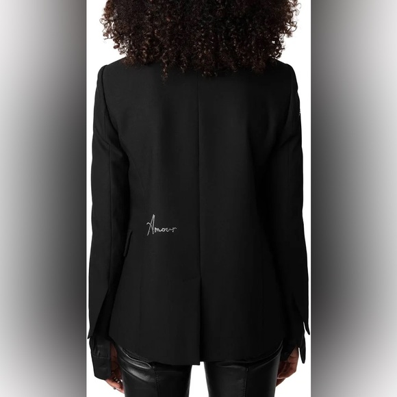 NWT Zadig & Voltaire ‘Very Strass Heart Blazer’ Black Jeweled Size 36/S $598 - Picture 4 of 7
